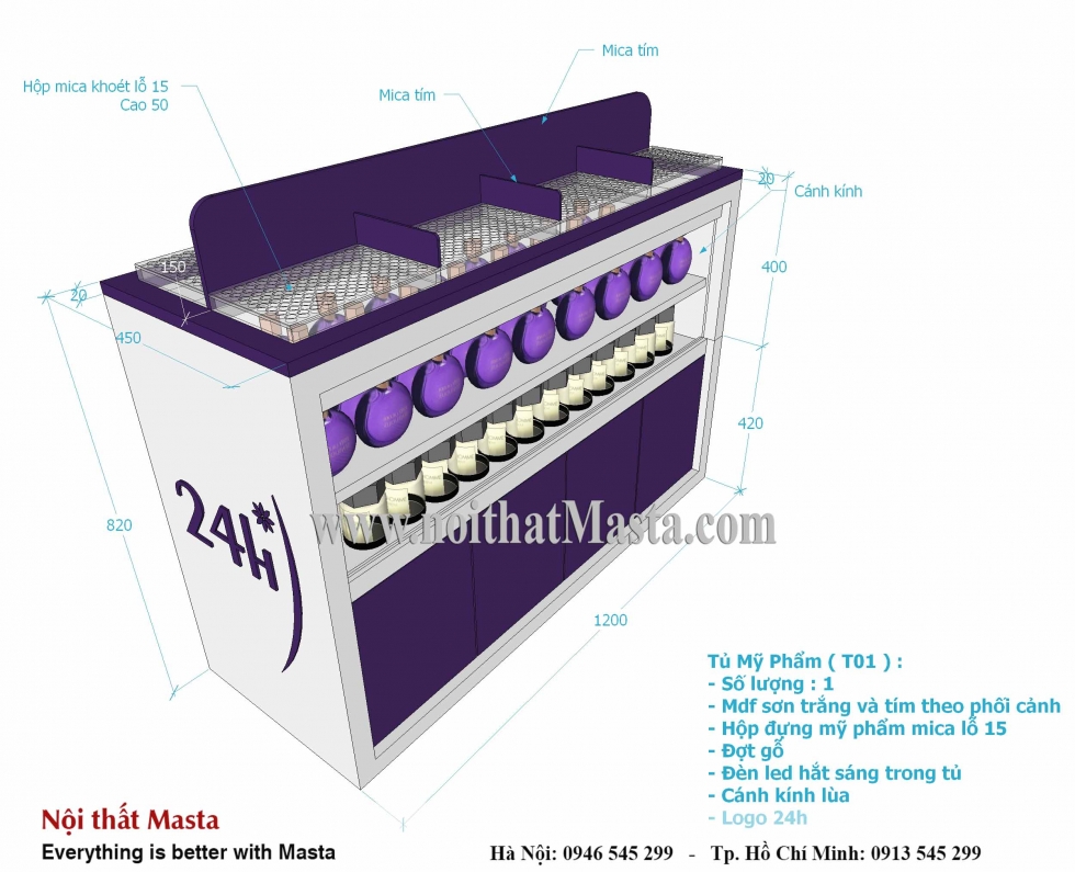 Tủ mỹ phẩm thấp T01